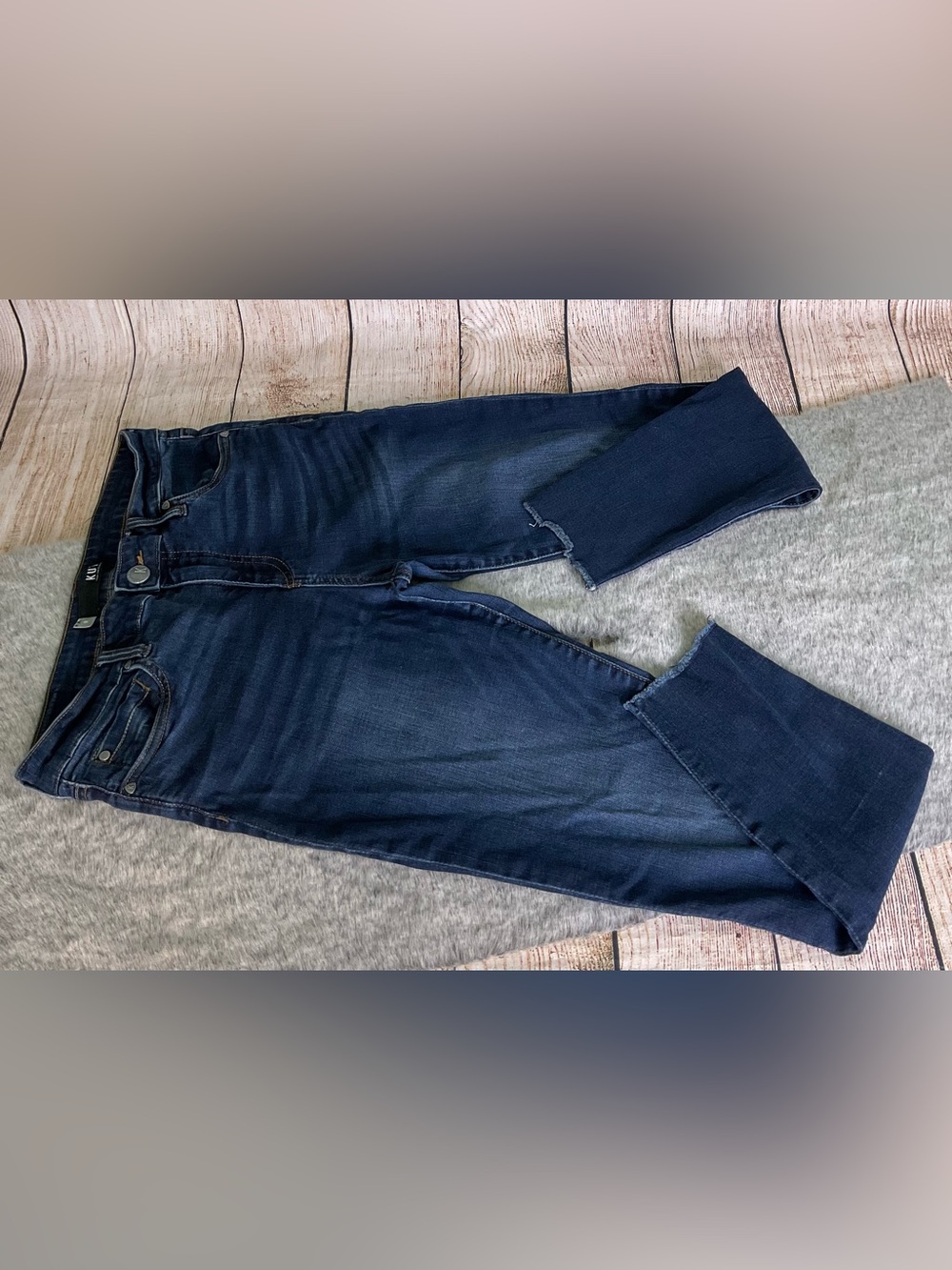 Kut from the Kloth Dark Frayed Hem Jeans Size 8